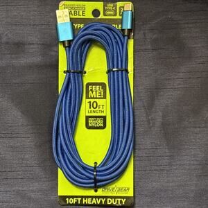 Gadget Gear 10 Foot 2.4 Amp Nylon Braided MicroUSB Rapid Charge Cable- Dark Blue